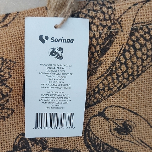 Soriana Jute Tote Bag with Vegetable Design - Picture 5 of 8